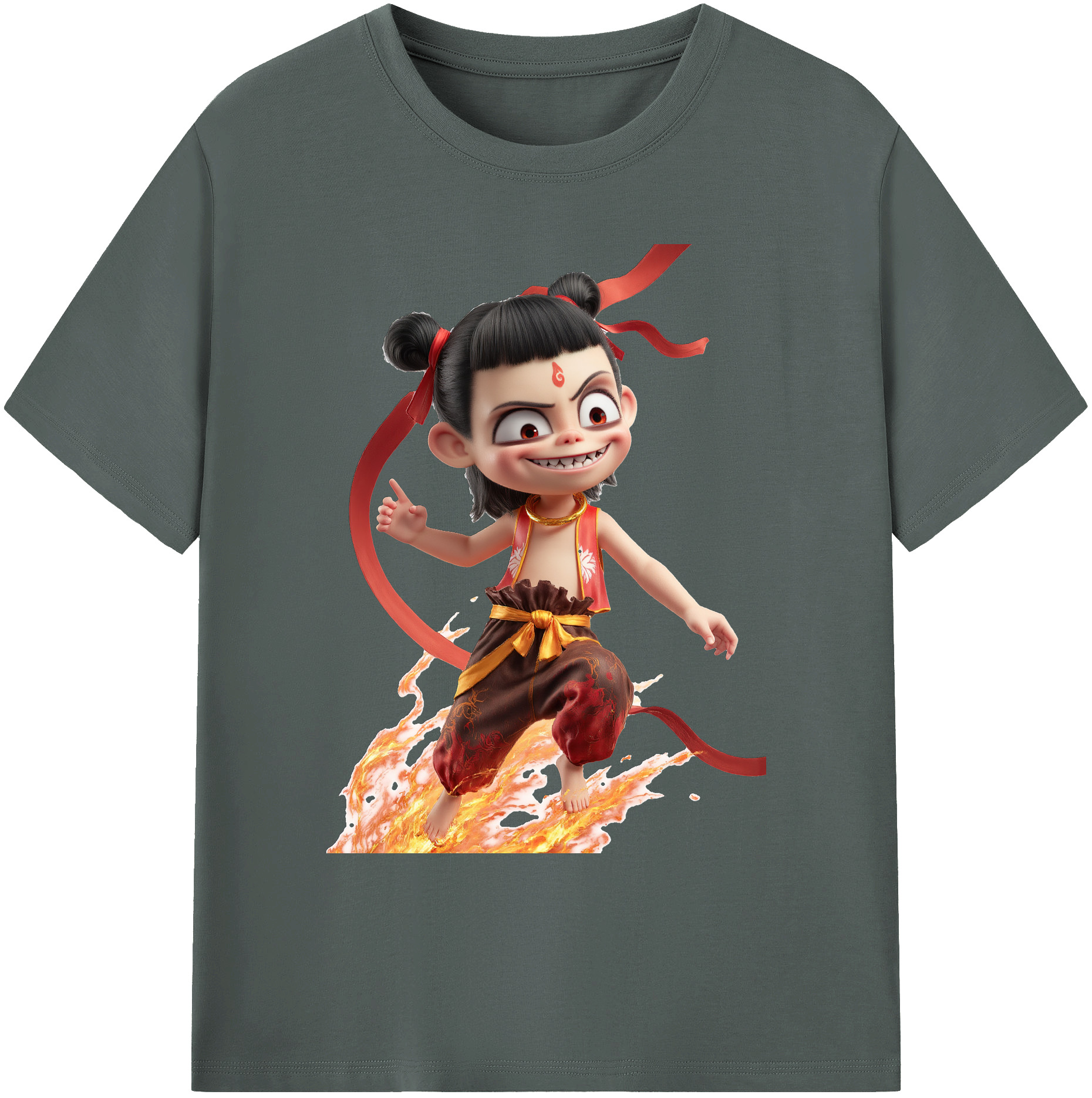 （画像用） Ne Zha 2 ナタ 魔童の大暴れ 綿100％ メンズ半袖Tシャツ｜肌触りやわらか＆通気性